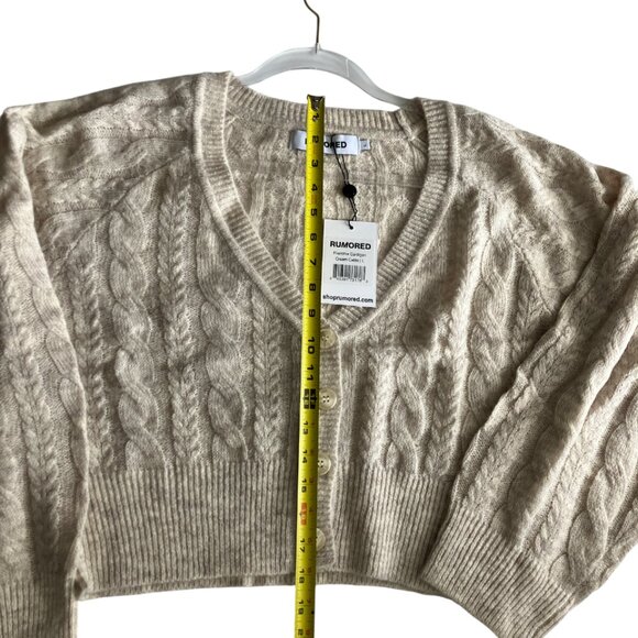 RUMORED Frenchie Cardigan Cream Cable size L Large Oversized - Picture 8 of 12